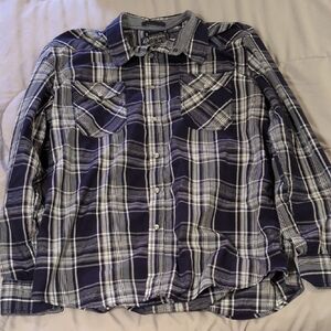 American Rag (XL) Navy and White Plaid Shirt
